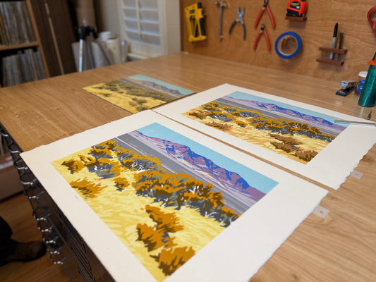 Craig Mitchell Nevada and Lake Tahoe block print art