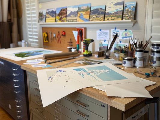 Block print materials by Nevada artist Craig Mitchell