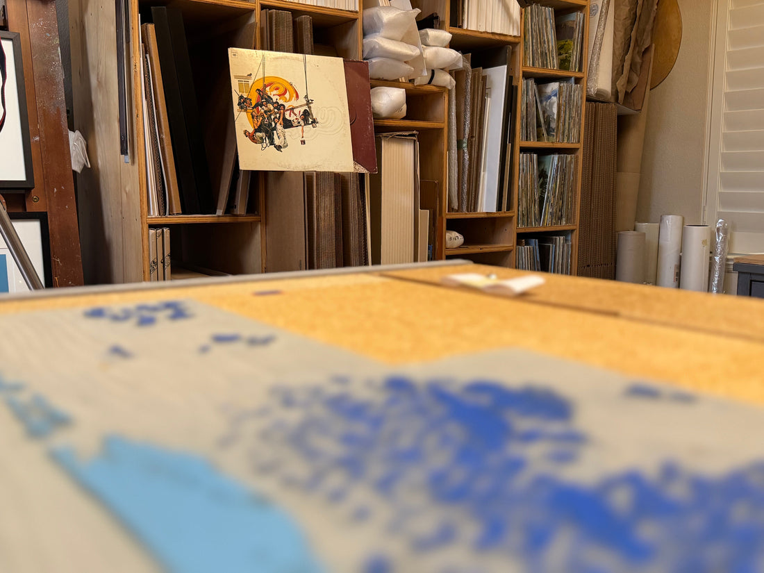 Nevada landscape art shown in an artist's studio