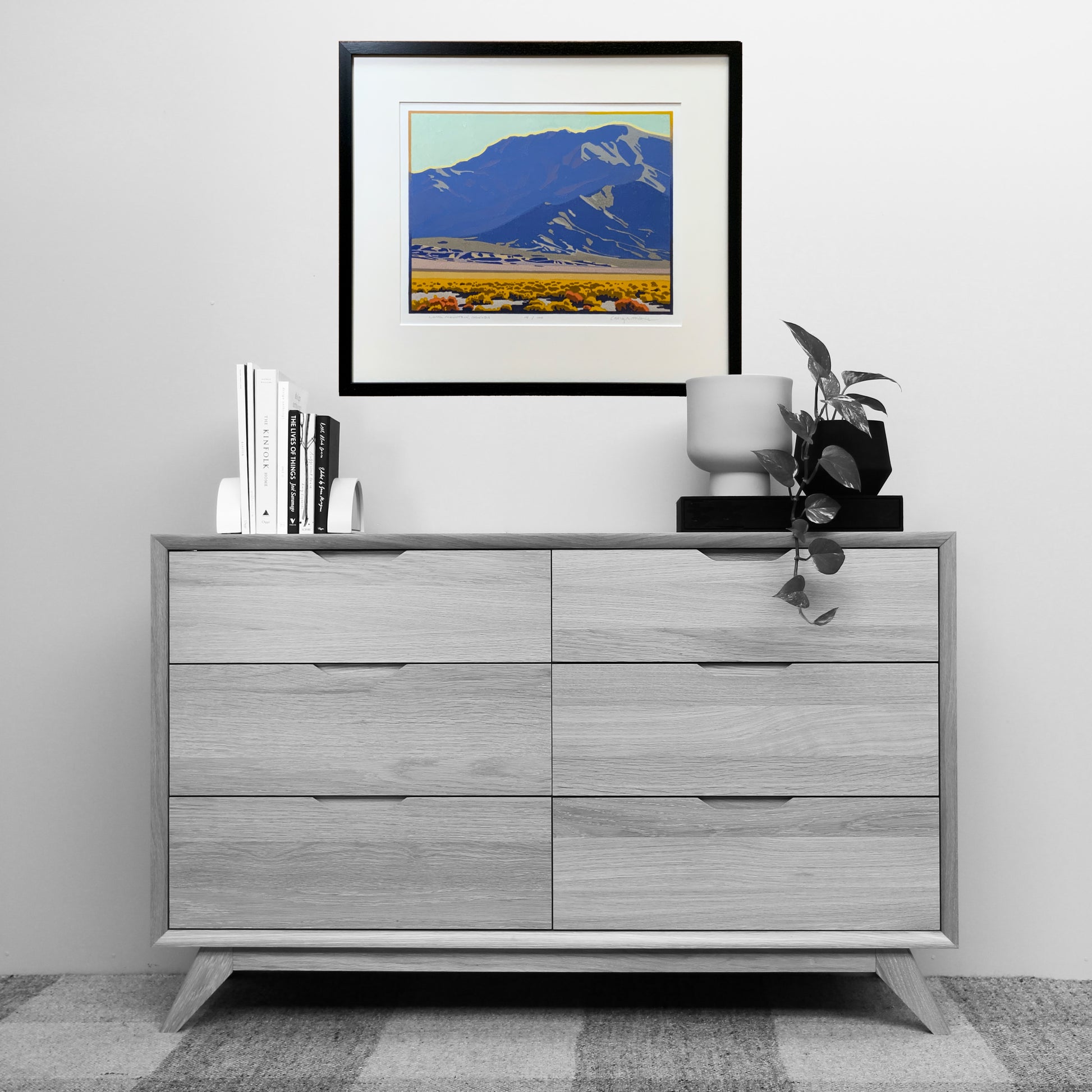 Lone Mountain artwork shown over dresser for scale